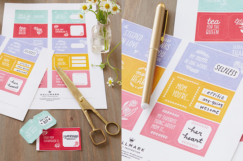 DIY Mother’s Day Tea Printable in process on table